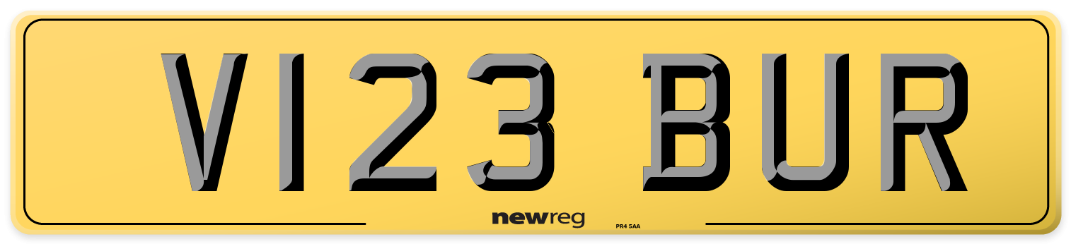 V123 BUR Rear Number Plate