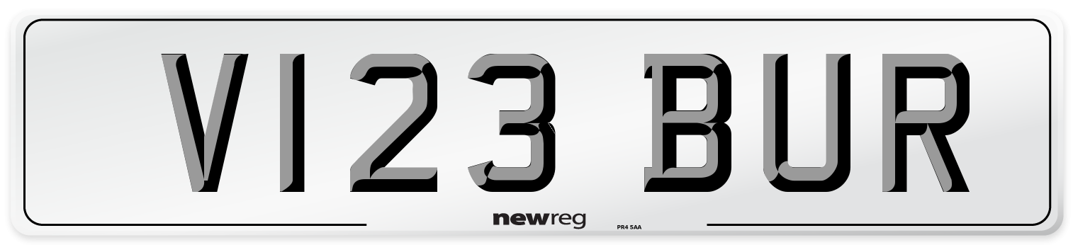 V123 BUR Front Number Plate