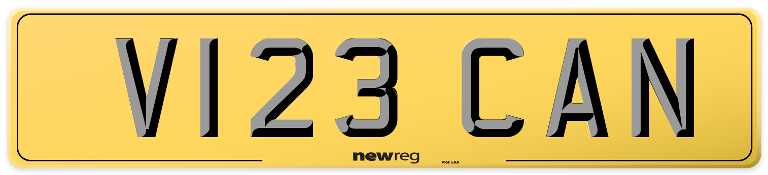 V123 CAN Rear Number Plate