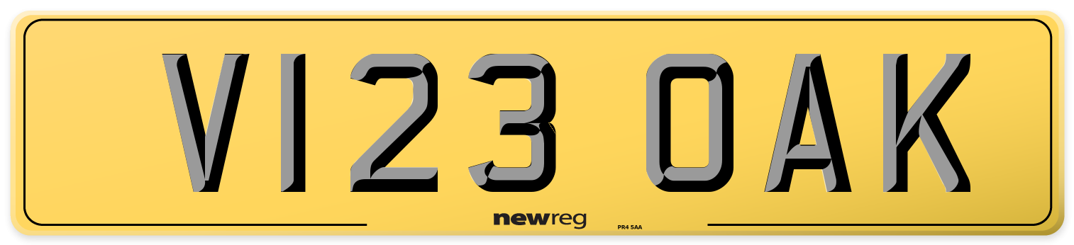 V123 OAK Rear Number Plate