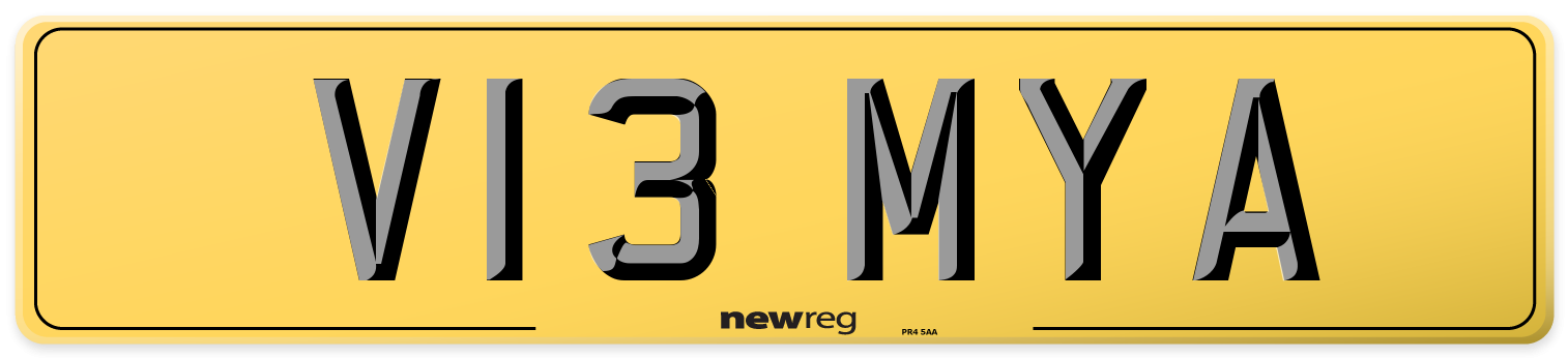 V13 MYA Rear Number Plate