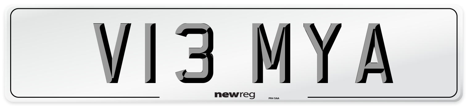 V13 MYA Front Number Plate