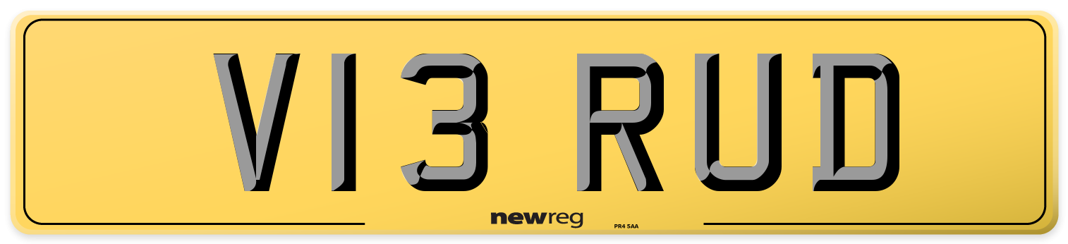 V13 RUD Rear Number Plate