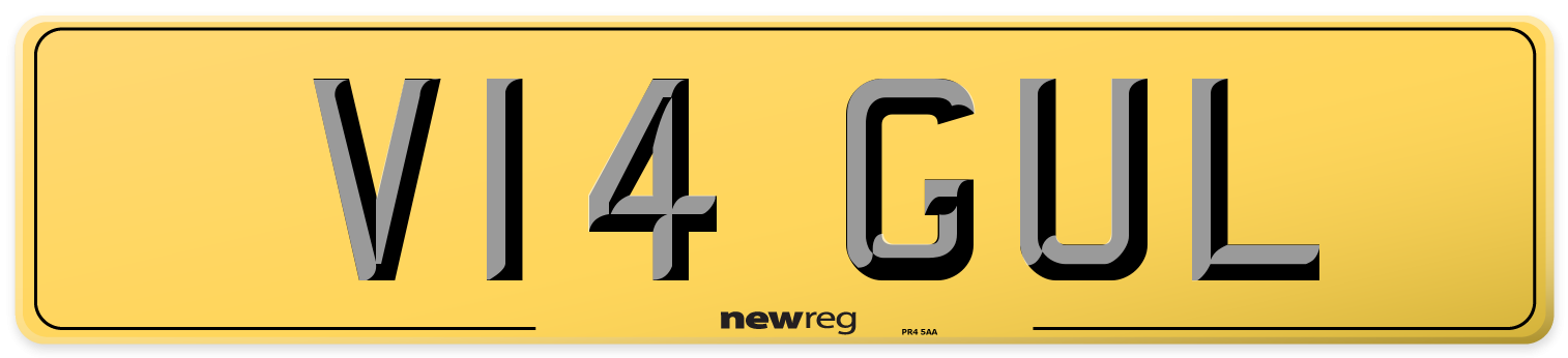 V14 GUL Rear Number Plate