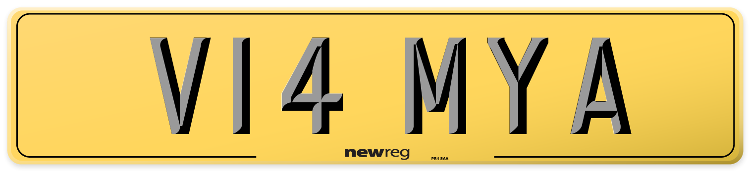 V14 MYA Rear Number Plate