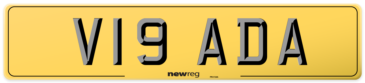 V19 ADA Rear Number Plate