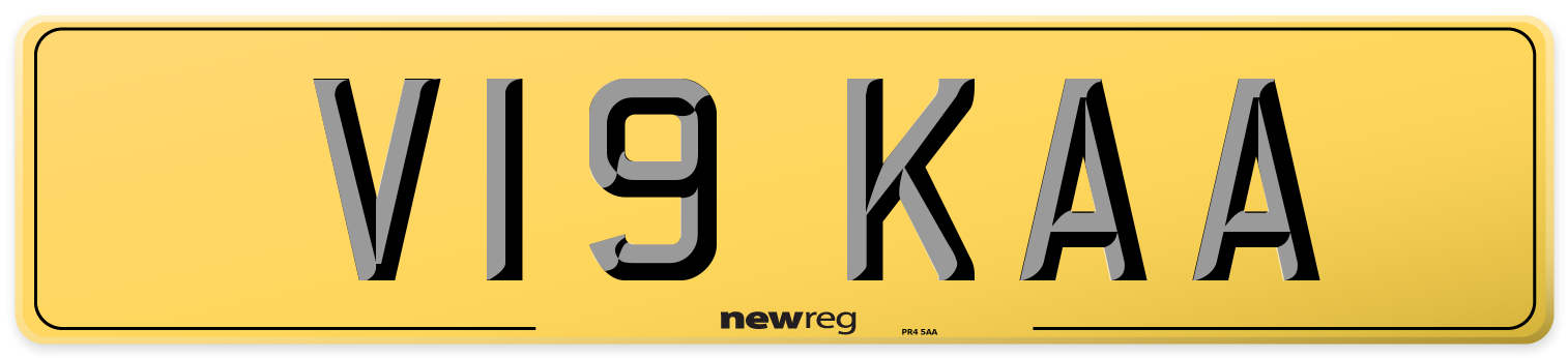V19 KAA Rear Number Plate