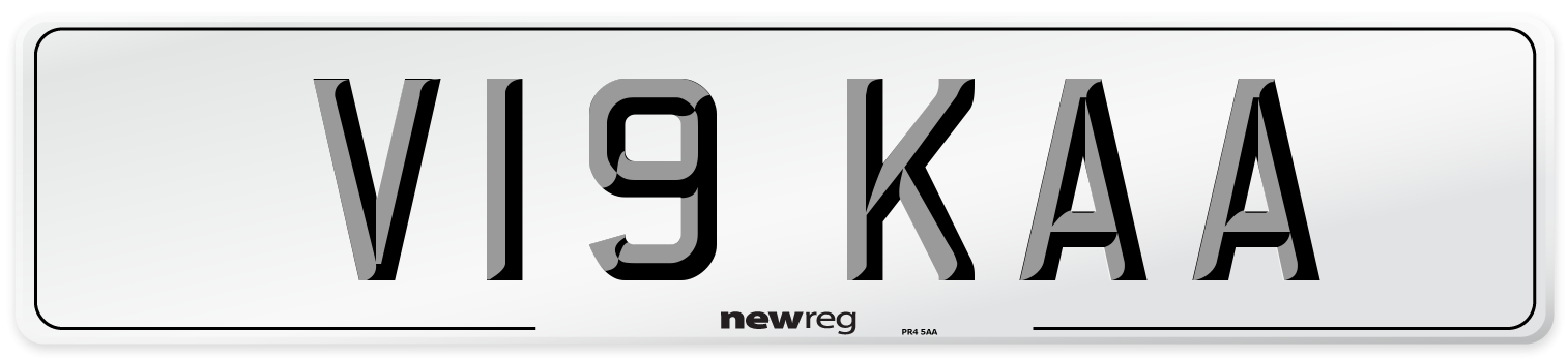 V19 KAA Front Number Plate