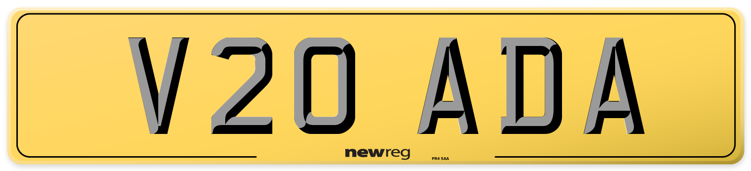 V20 ADA Rear Number Plate