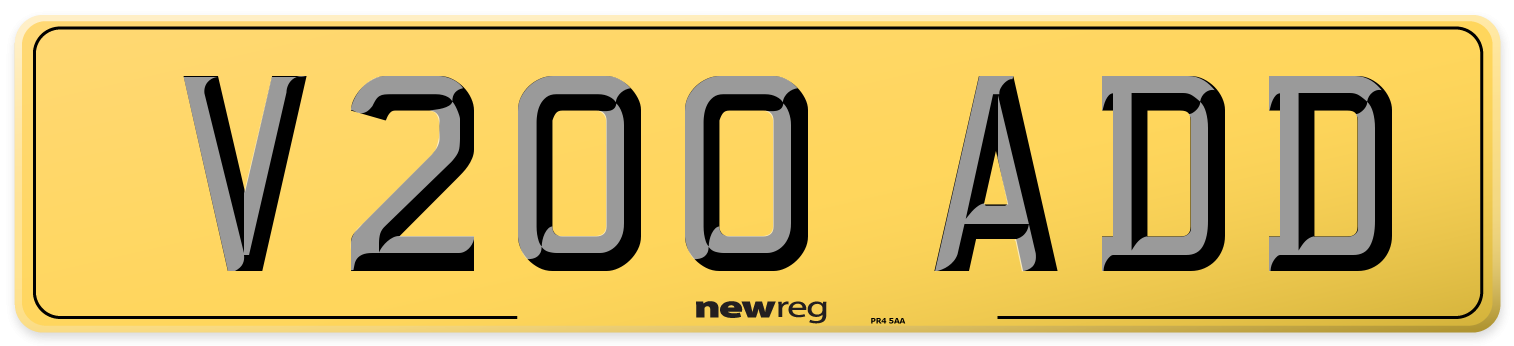V200 ADD Rear Number Plate