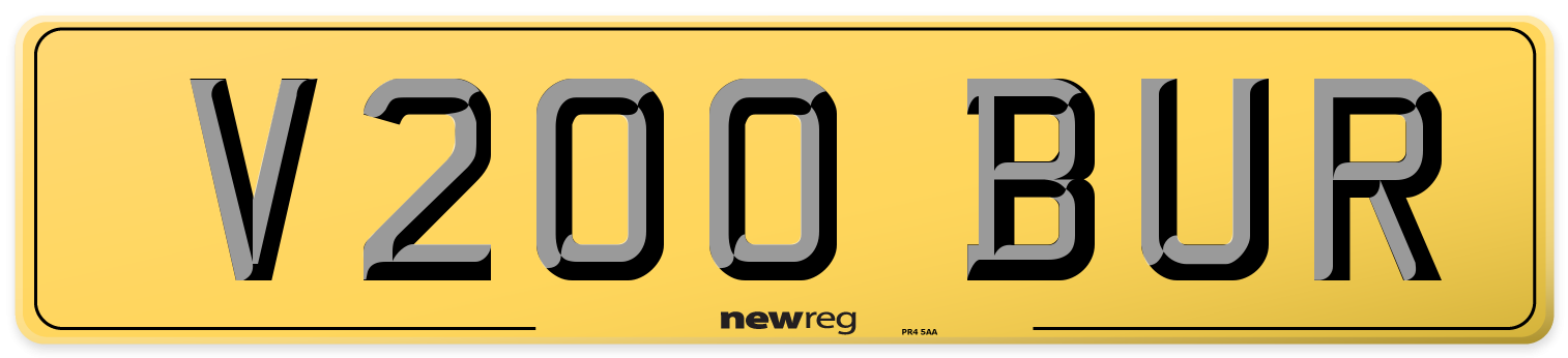 V200 BUR Rear Number Plate