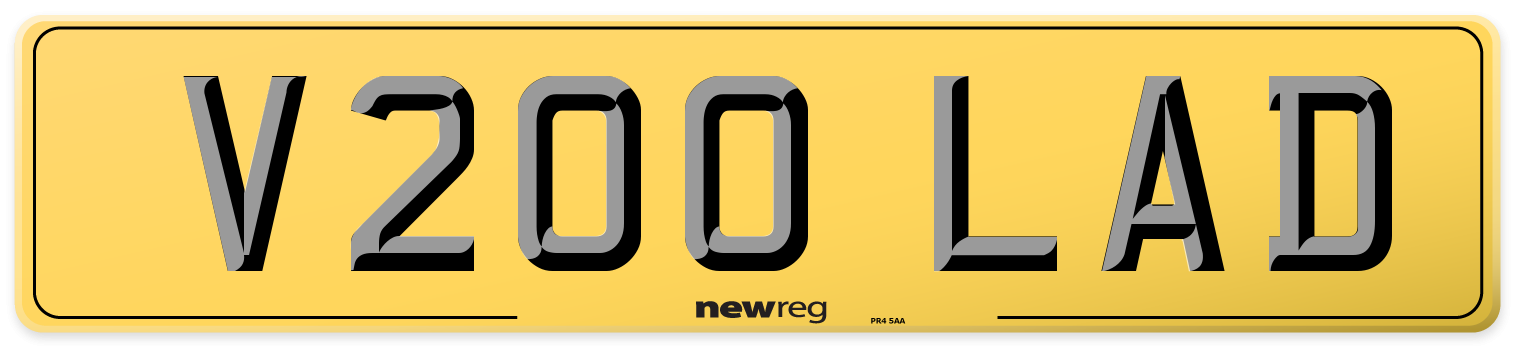 V200 LAD Rear Number Plate