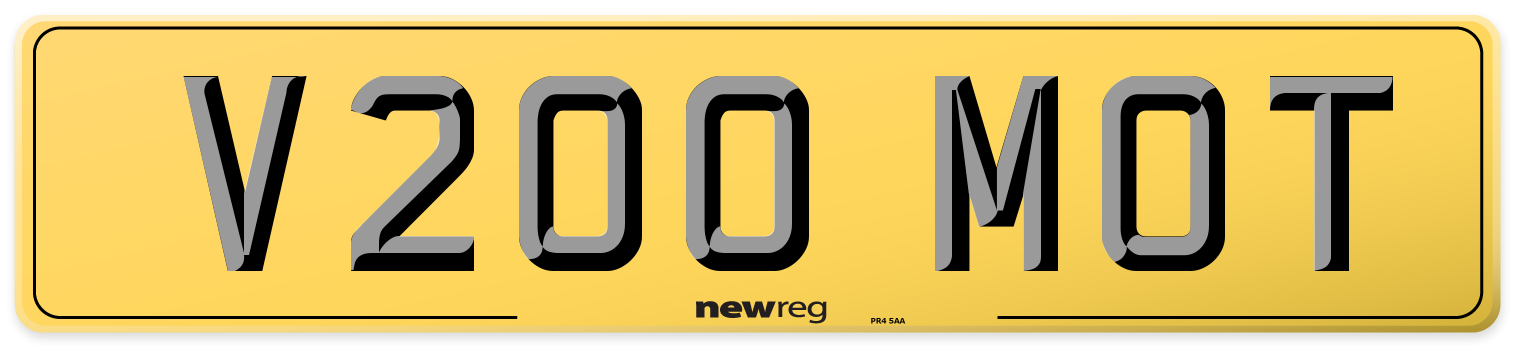 V200 MOT Rear Number Plate