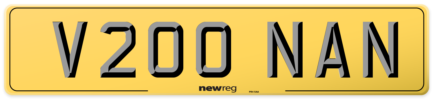 V200 NAN Rear Number Plate