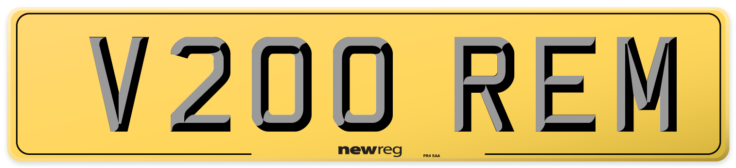 V200 REM Rear Number Plate
