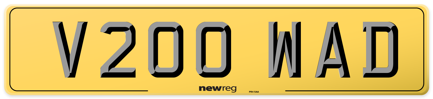 V200 WAD Rear Number Plate