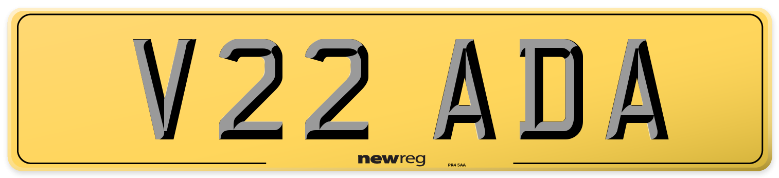 V22 ADA Rear Number Plate