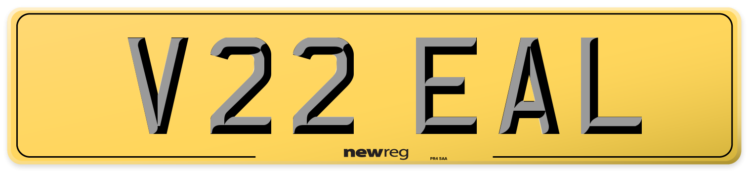 V22 EAL Rear Number Plate