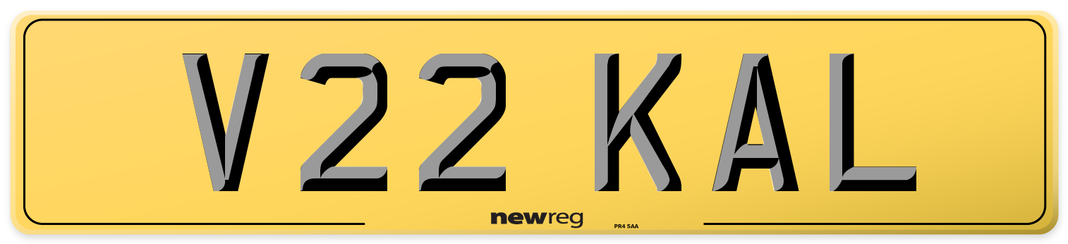 V22 KAL Rear Number Plate