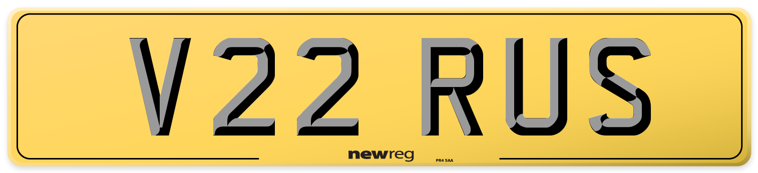 V22 RUS Rear Number Plate