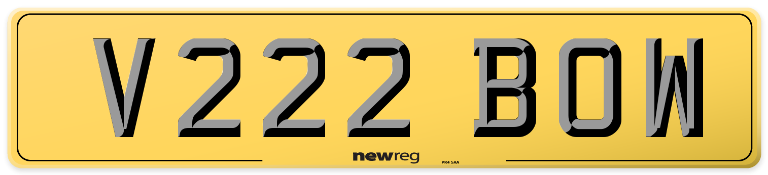 V222 BOW Rear Number Plate