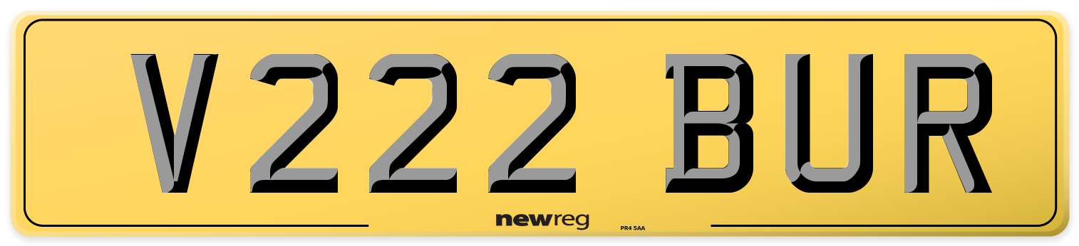 V222 BUR Rear Number Plate