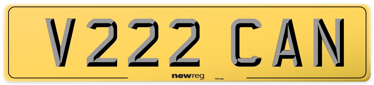 V222 CAN Rear Number Plate