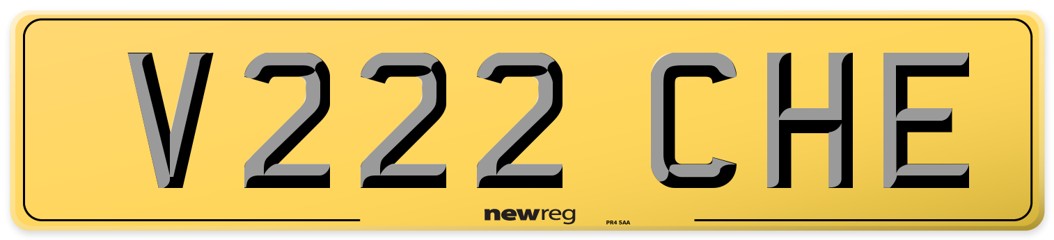 V222 CHE Rear Number Plate