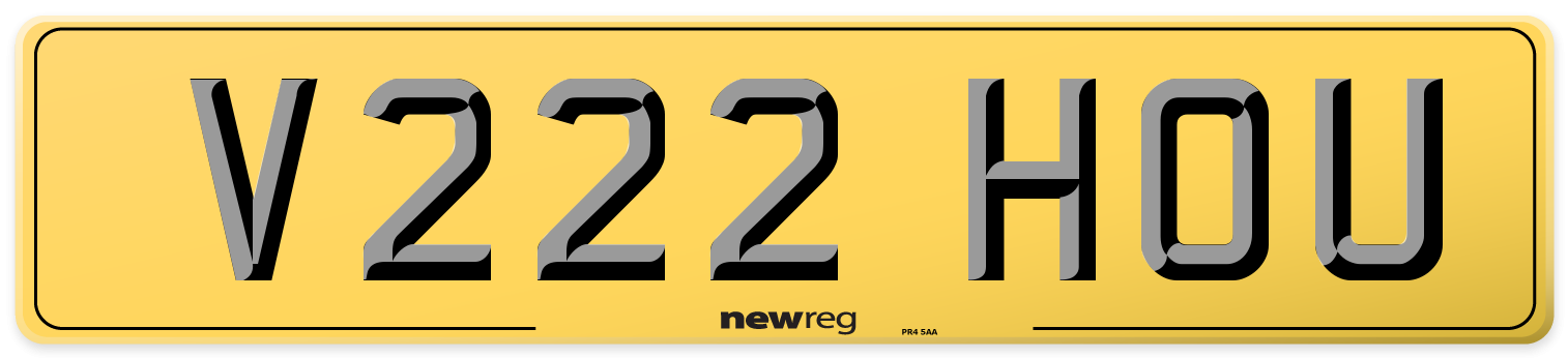 V222 HOU Rear Number Plate
