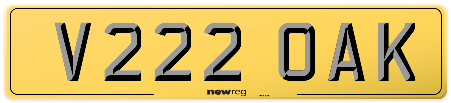 V222 OAK Rear Number Plate