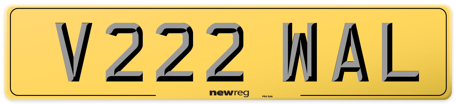 V222 WAL Rear Number Plate