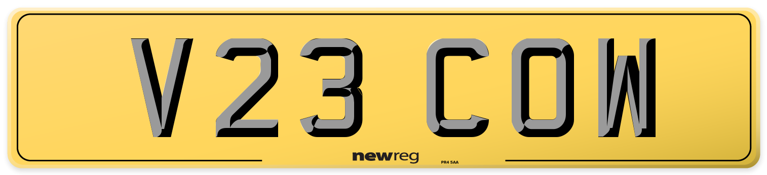 V23 COW Rear Number Plate
