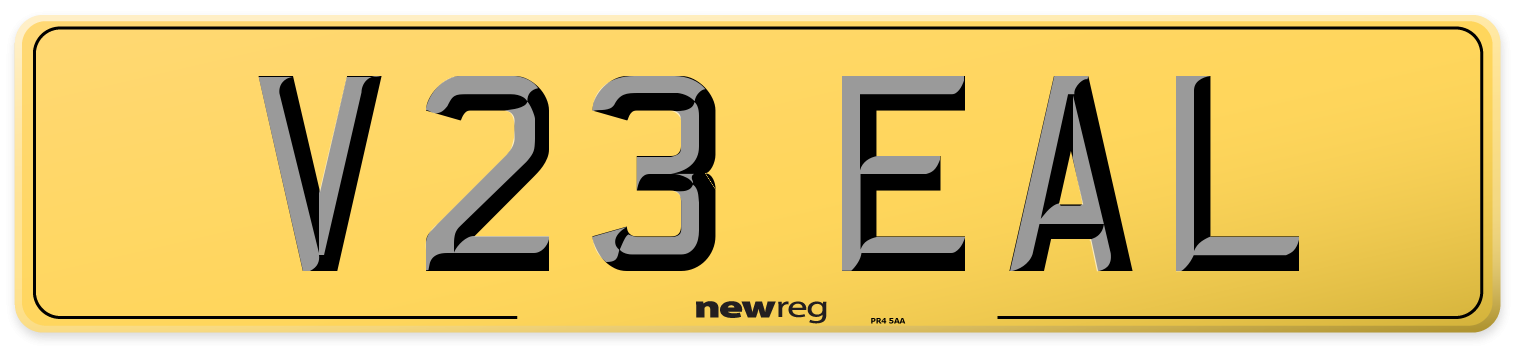 V23 EAL Rear Number Plate
