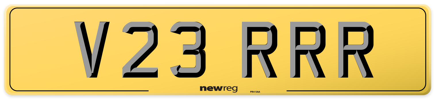 V23 RRR Rear Number Plate