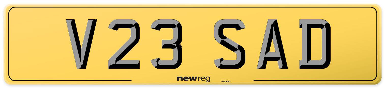 V23 SAD Rear Number Plate