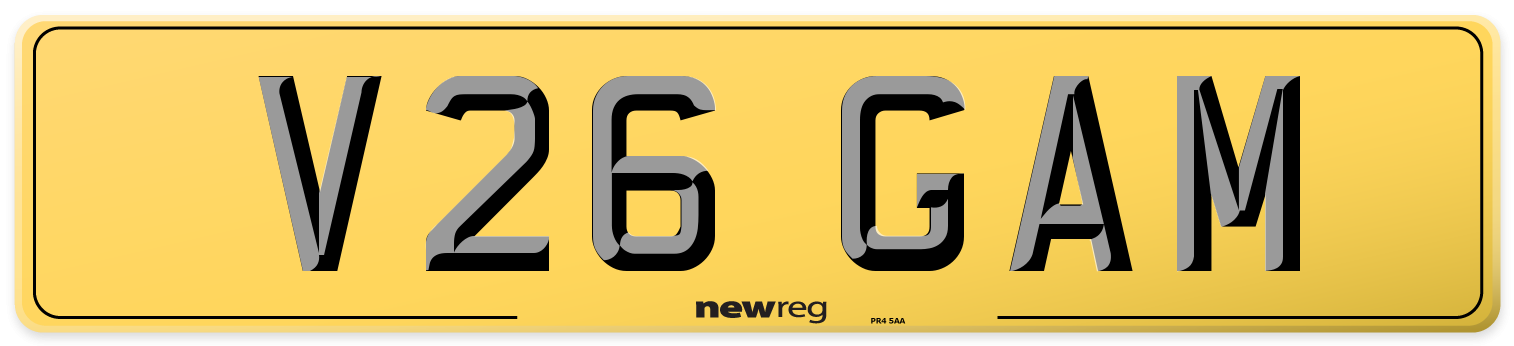 V26 GAM Rear Number Plate