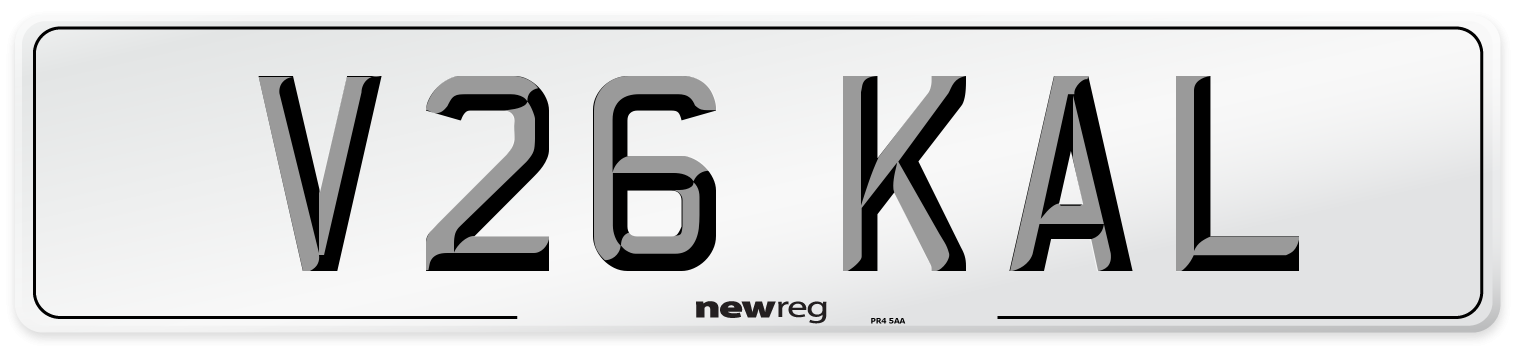 V26 KAL Front Number Plate