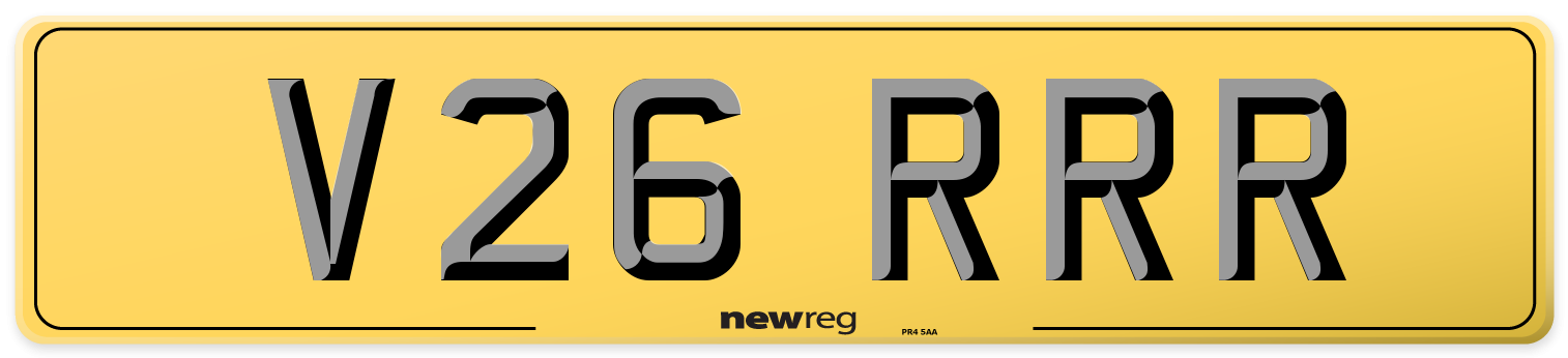 V26 RRR Rear Number Plate