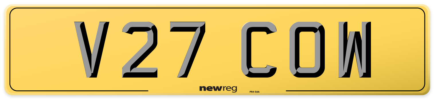V27 COW Rear Number Plate