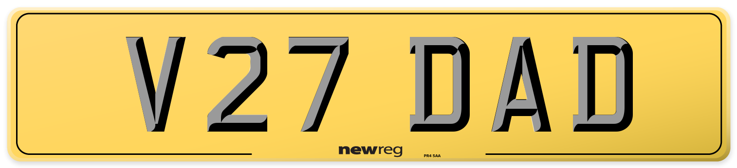 V27 DAD Rear Number Plate