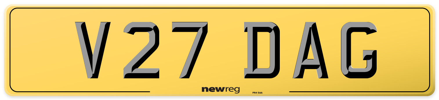 V27 DAG Rear Number Plate