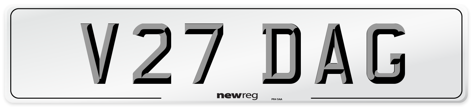 V27 DAG Front Number Plate