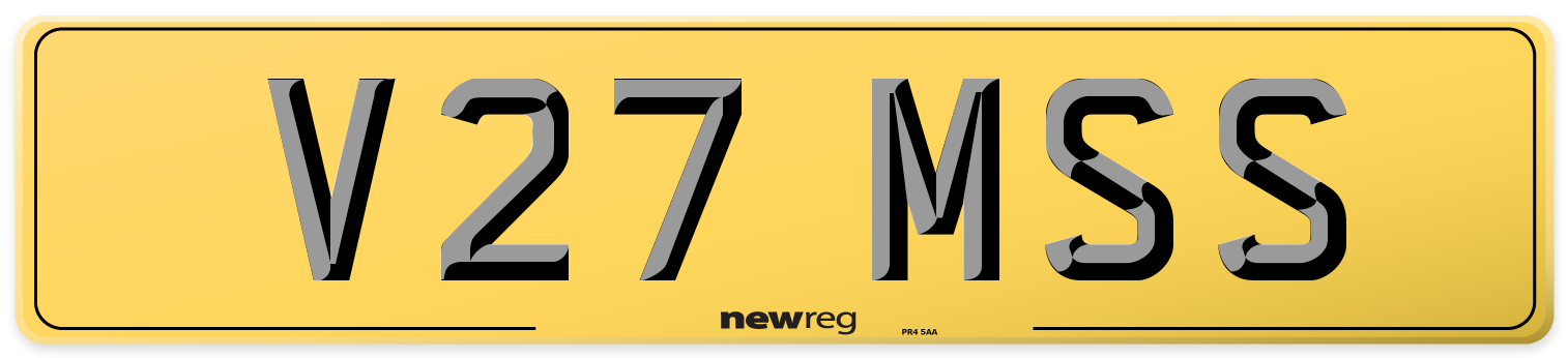 V27 MSS Rear Number Plate