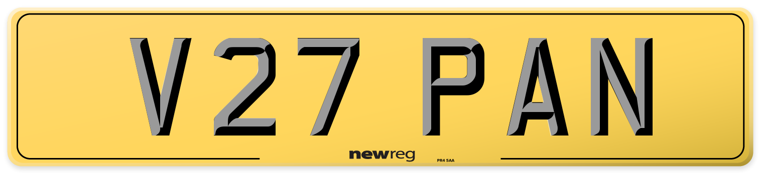 V27 PAN Rear Number Plate