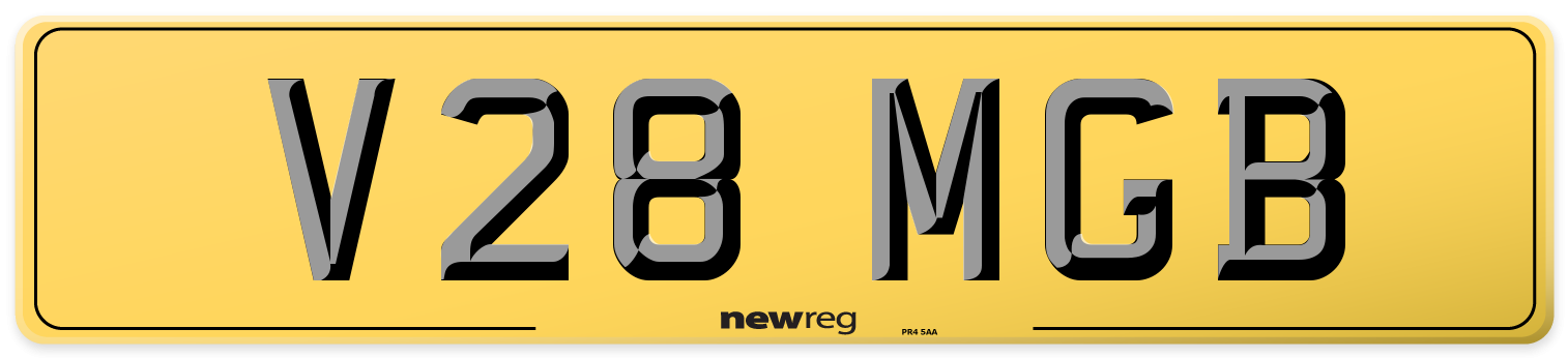 V28 MGB Rear Number Plate