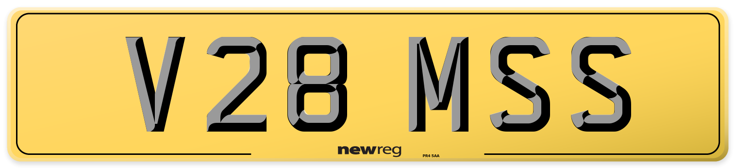 V28 MSS Rear Number Plate