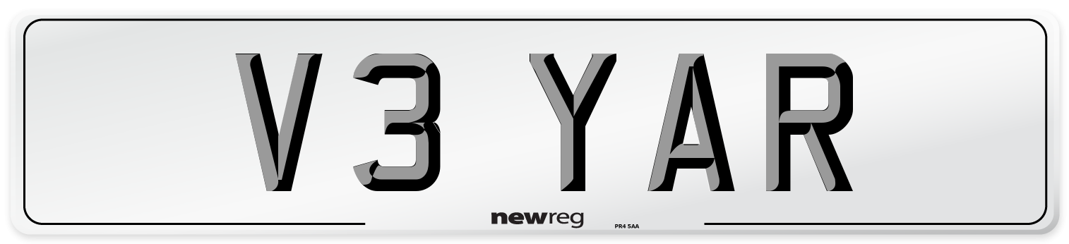 V3 YAR Front Number Plate