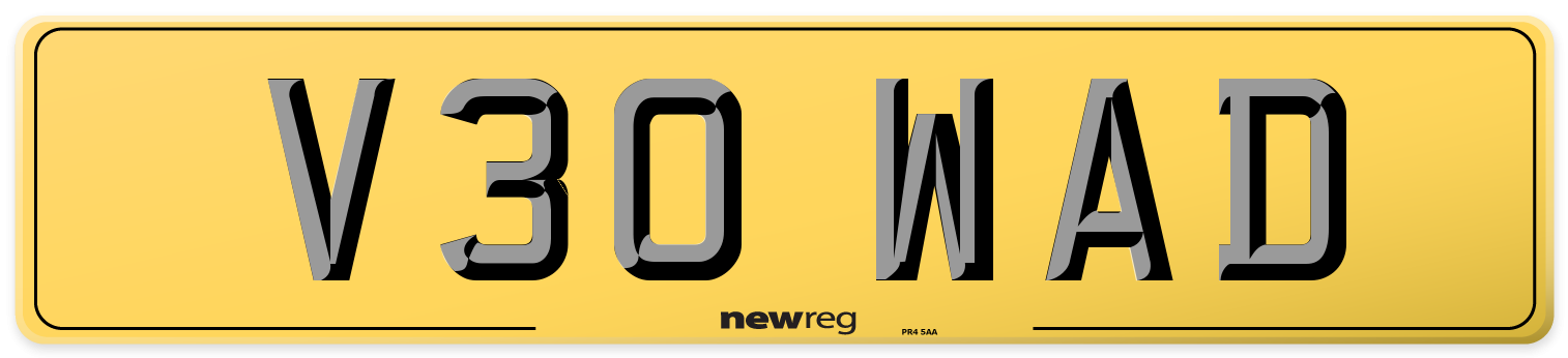 V30 WAD Rear Number Plate