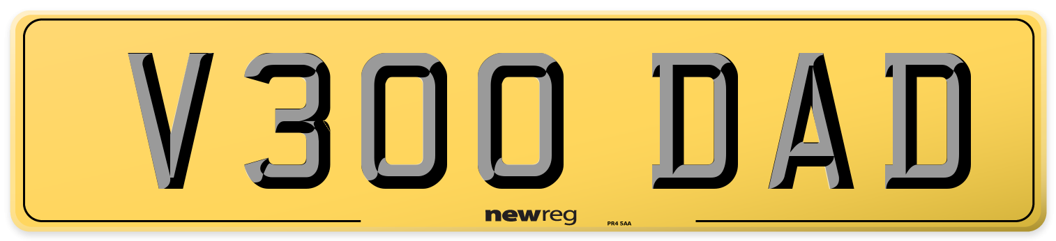 V300 DAD Rear Number Plate