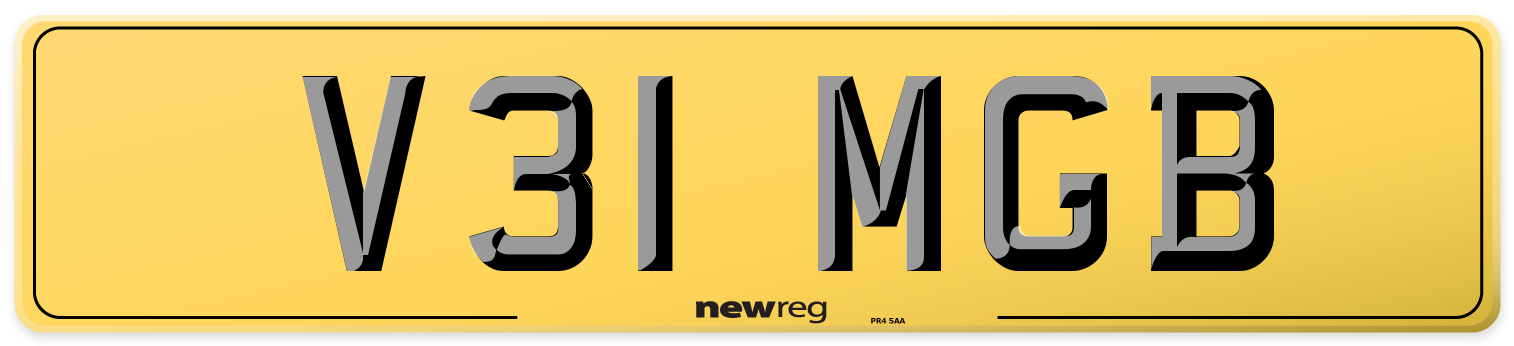 V31 MGB Rear Number Plate